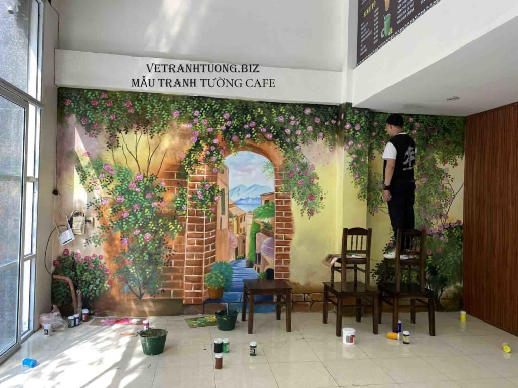 vẽ tranh tường cafe