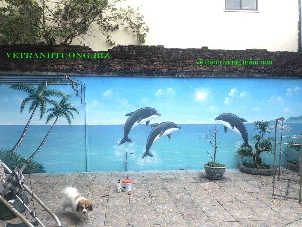 vẽ tranh tường sân vườn cá heo vẽ tranh tường sân vườn cá heo