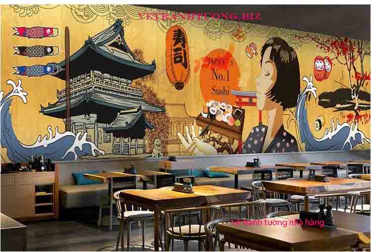 mẫu vẽ tranh tường nhà hàng đẹp