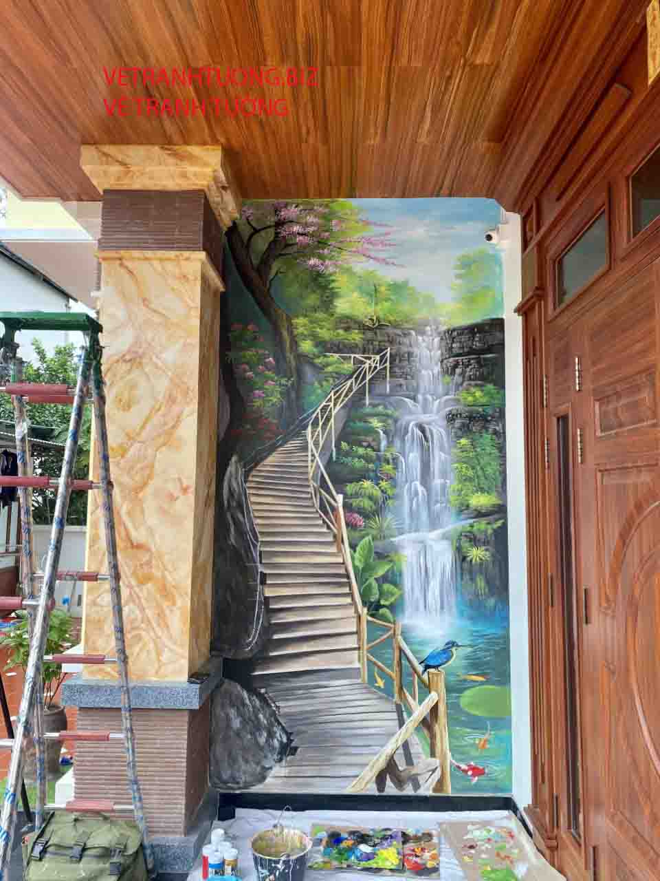 Vẽ tranh tường 3D phong cảnh gia đình tại Sơn Tây Hà Nội  TT88LHAR   LEHAIS ART