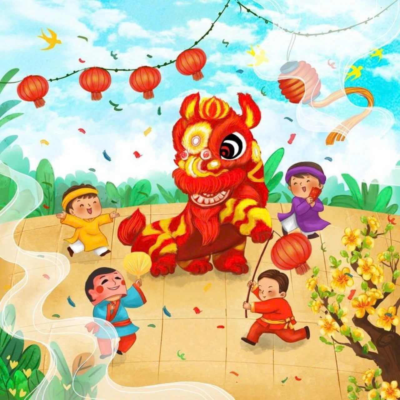 vẽ tranh múa lân ngày tết của các bé thiếu nhi vẽ tranh múa lân ngày tết của các bé thiếu nhi