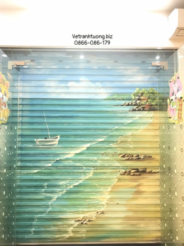 vẽ tranh cửa cuốn phong cảnh biển