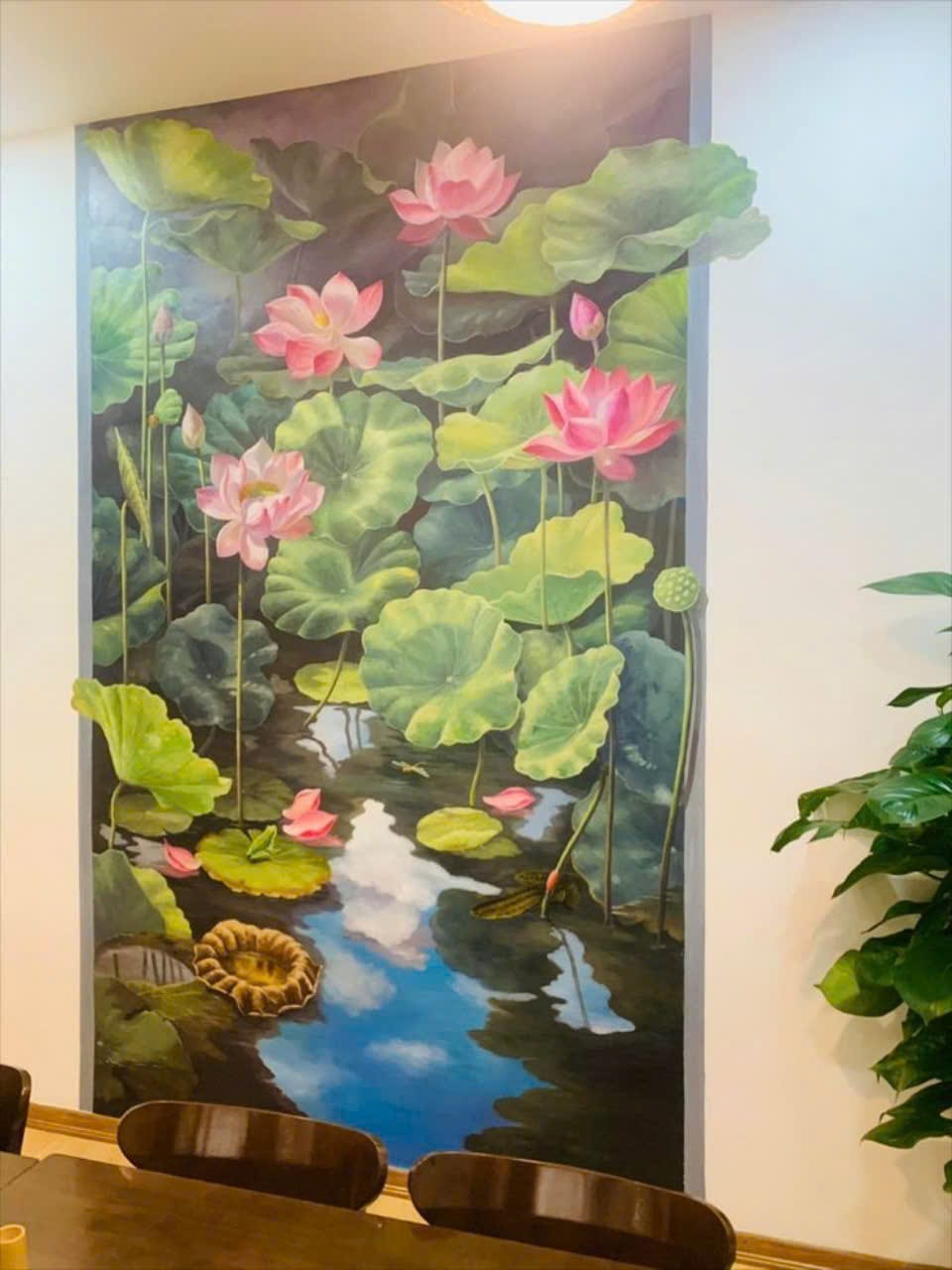 mẫu vẽ tranh hoa sen